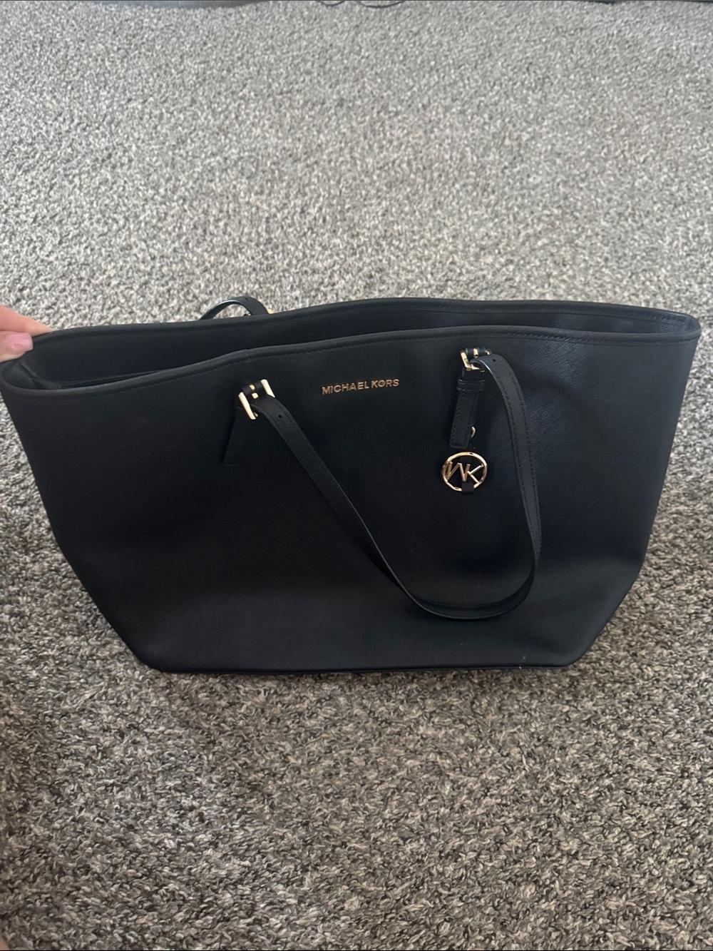 Michael Kors Black Tote with Gold MK Charm